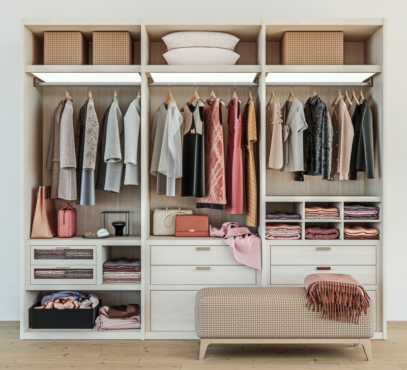 Boutique-inspired walk-in closets with modular 3D closet design