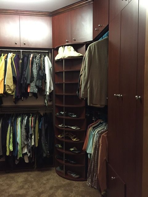 Custom closet systems for luxury homes – revolving organizer in walk-in closet