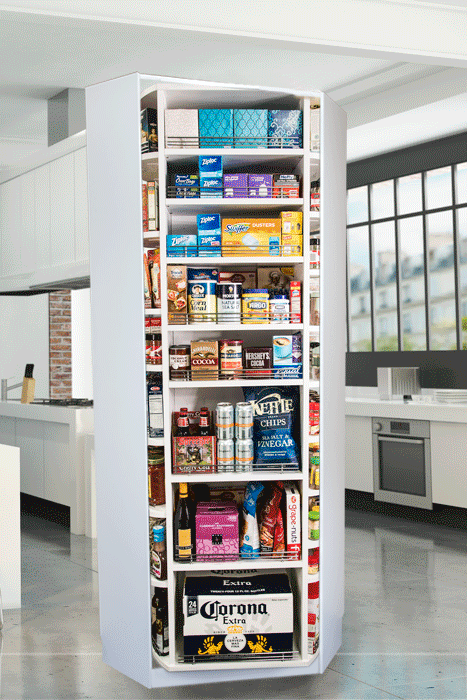 Revolving closet system corner pantry rotation animation – smart closet technology