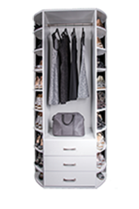 Rotating closet organizer valet with smart closet technology